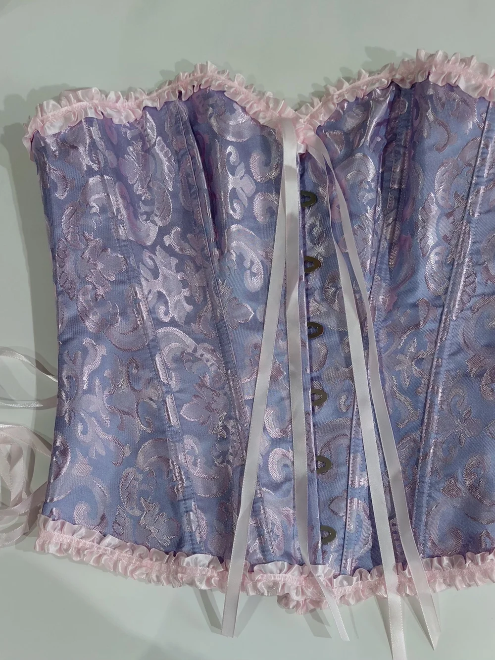 SHEIN Lavender Brocade Corset with Pink Trim
